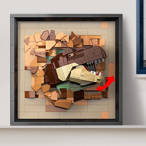 Quadro Tiranossauro Rex Aventura 3d Blocos Para Montar