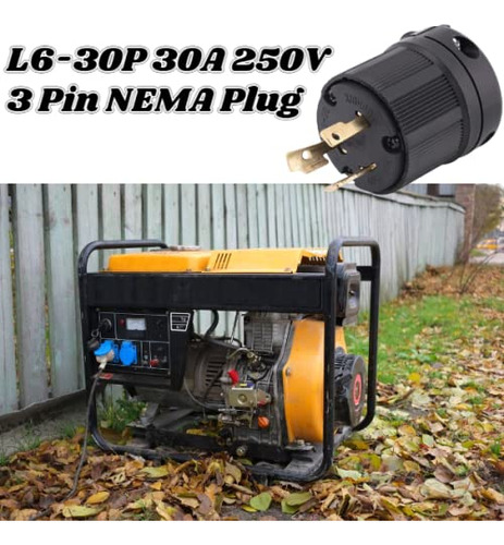 Enchufe Eléctrico De Bloqueo Nema L6-30p 30a 250v Negro
