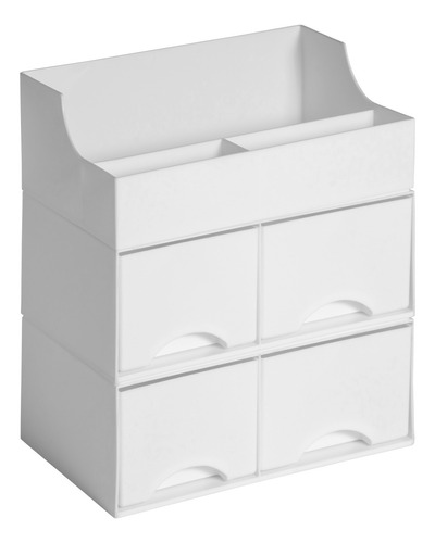 Organizador Práctico De Cosméticos Y Maquillaje Ravena Ivie - Tocador O Baño - 4 Cajones, 3 Niveles, Alto 28.5cm - Color Blanco
