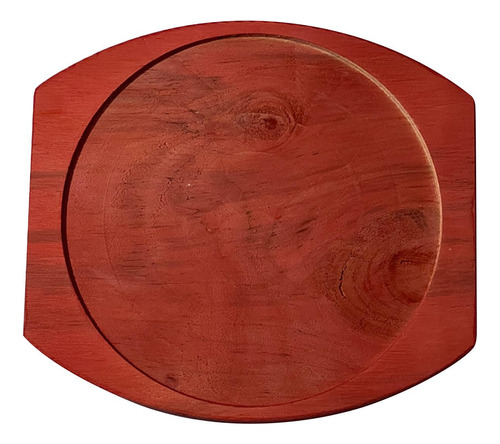 Plato De Hierro Fundido Redondo Con Base De Madera 19cm