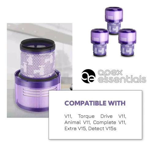 3 Paquete De Filtro Compatible Con Dyson V11, Transmisión De
