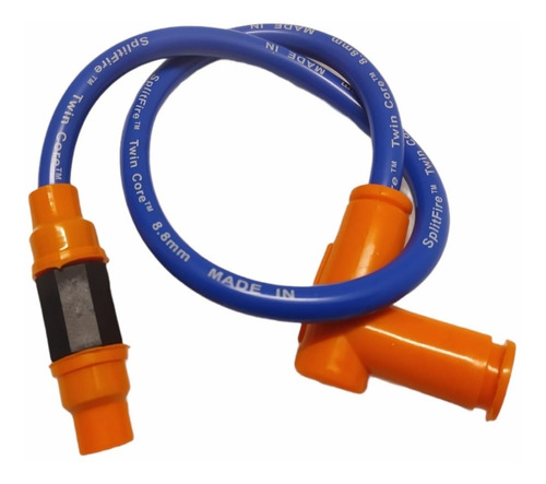 Imagen 1 de 3 de Cable Color Azul Capuchon Naranja Para Bujia Motos