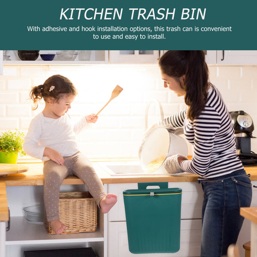 Cubo De Basura Pequeño Colgante Con Tapa Para Cocina