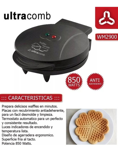 Imagen 5 de 10 de Waflera Ultracomb Antiadherente ¡ Wafles En 3´ ! Recetario