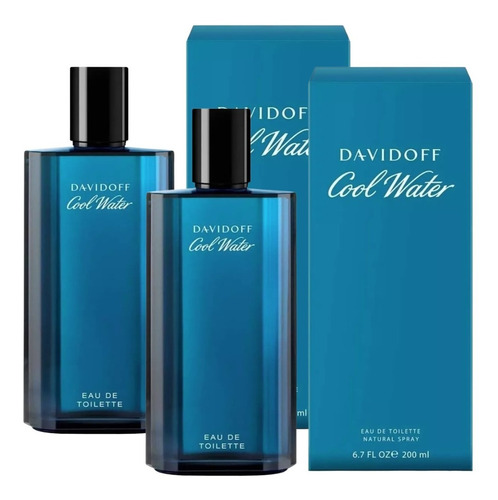 Paquete Cool Water Davidoff 200ml Caballero Original 2 Pzas