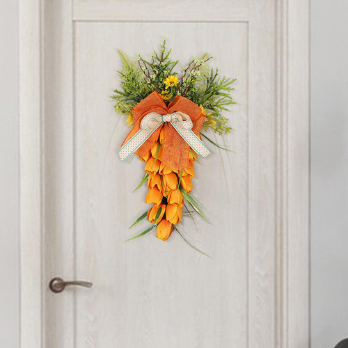Corona De Zanahoria De Pascua Para Puerta Delantera, Corona