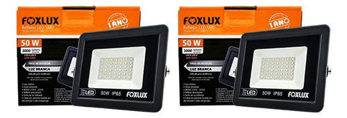 Kit 2 Refletor Led 50w Luz Branca 6.500k Foxlux