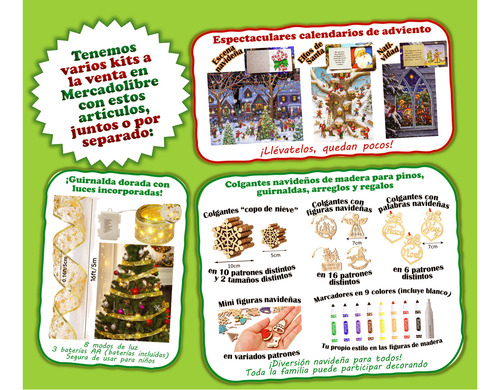 Kit2 Adornos Navidad: Figuras,guirnalda,marcadores Para Pino