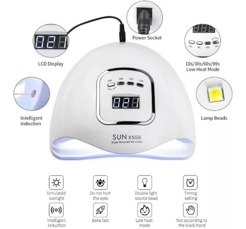 Imagen 4 de 9 de Cabina Uñas Sun X5 Max 110w Uv Led Semi Secador Gelificadas