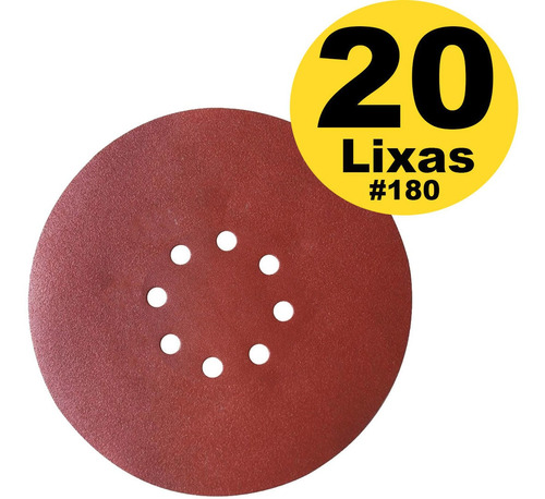 Caixa Disco Lixa Velcro 8 230mm #180 8 Furos 20pc Hessen