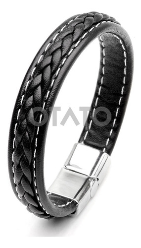 Pulsera Hombre - Pulsera Cuero Genuino Trenzado - Cierre Acero - Brazalete Hombre - Brazalete Cuero - Pulseras Hombre