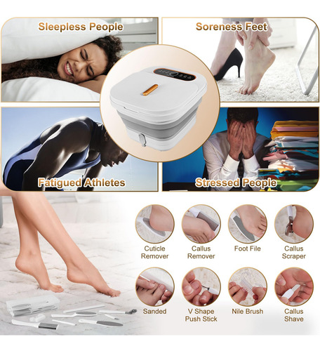 Banheira De Hidromassagem Para Pés Unifull Dobrável Com Aque