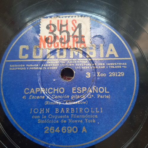 Pasta John Barbirolli Orq Fil Nueva York Columbia Tc30