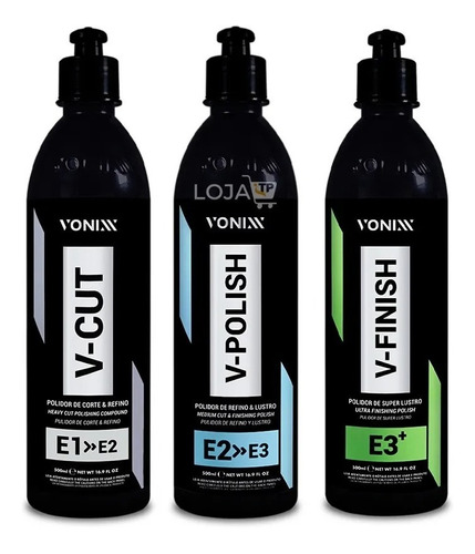 Kit Polimento Automotivo Vonixx Vhp V-cut V-polish V-finish 