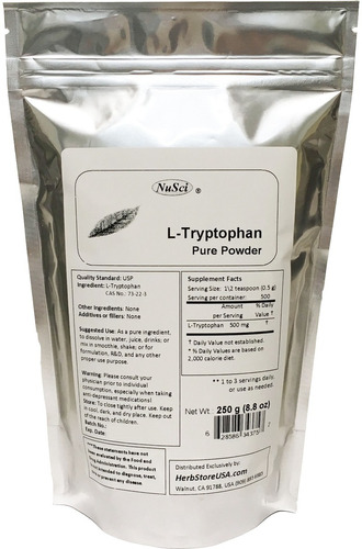 Nusci Pura L-triptófano En Polvo 250 Gramos (8.8 Oz)