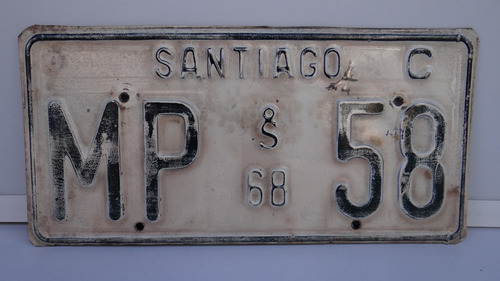 Placa Patente Antigua Chilena , Stgo 68