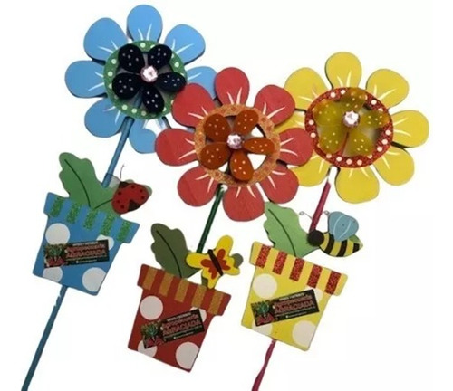 Tutor Decorativo Para Jardín Molinillo Flor Giratoria Grande