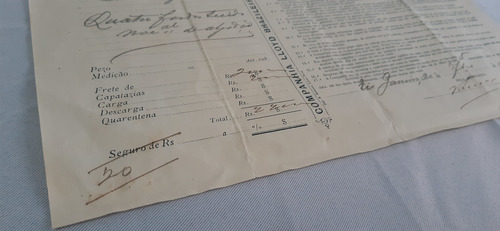 Antigo Doc. Mpanhia De Navegação Lloyd Brasileiro - 1898