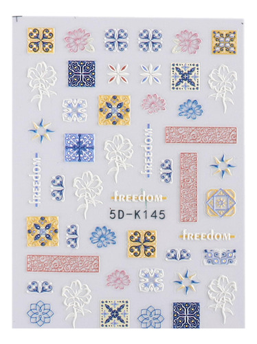 2 X 2x5d 3d Pegatina De Uñas En Relieve Lindo 2 Piezas