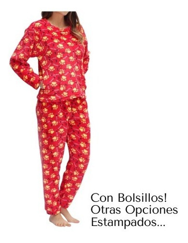 Pijama Térmica Mujer Conjunto Pantalón Manga Larga Polar