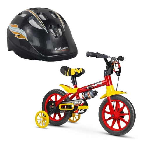 Imagem 1 de 5 de Kit Bicicleta Infantil Motor X + Capacete Infantil Nathor