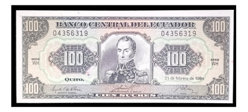 Ecuador 100 Sucres 1994 Sin Circular Pick 123c Simón Bolivar