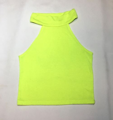 Top Crop Remera Corta Verde Fluo- Talle S