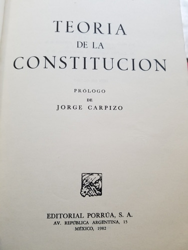 A0 Teoría De La Constitución 1.a Ed. Mario De La Cueva (Usado)