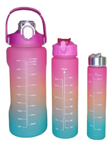 Botella De Agua Deportiva Motivacional  -set De 3