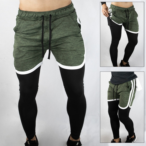 Pantaloneta Deportiva Con Licra Larga Slim Fit 