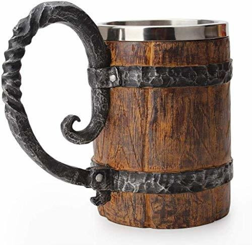 Handmade Wooden Barrel Beer Mug, Bucket Shaped Stainless Ste