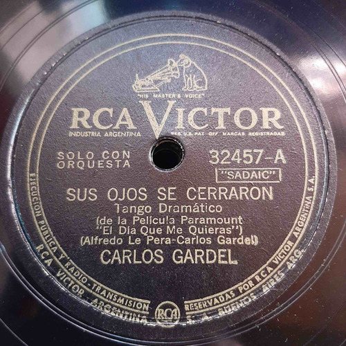 Pasta Carlos Gardel Solo Con Orq Guitarras Rca Victor C432