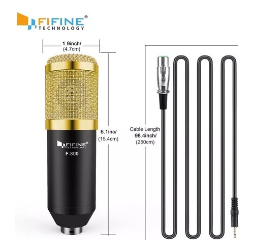 Imagen 2 de 10 de Microfono Condenser Fifine F-800 Estudio Con Pie De Mesa
