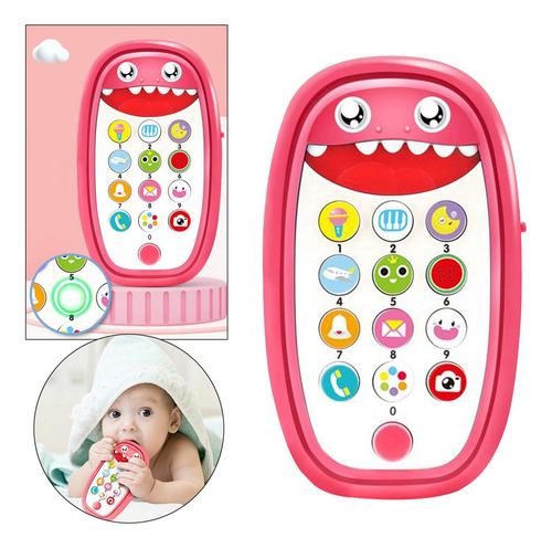 Crianças Shark Music Phone Toys Lights Music Play E Rosa