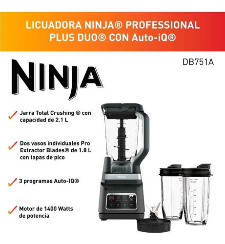 Licuadora Ninja Db751a Duo Auto-iq Gris Open Box (Reacondicionado)