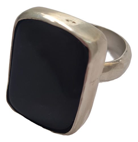Anillo De Plata 950 Con Piedra Onix Artesanal Hecho A Mano Negro 14