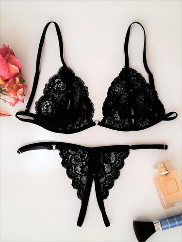 Baby Doll Erotico Bralette Crotchless + Tanga Francesa
