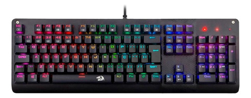 Teclado gamer Redragon Sani K581 QWERTY Outemu MK2 Blue portugués Brasil color negro con luz RGB