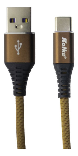 Cable Carga Rapida Y Datos Usb Tipo C Kolke 5a Mallado Gold Color Dorado