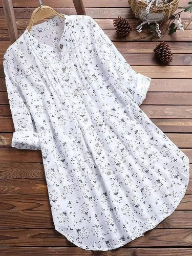Blusa De Pescador Para Señora, Camisa Casual Con Estampado F