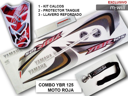 Calco Yamaha Ybr 125 Ed + Protector Tanque + Llavero (roja)