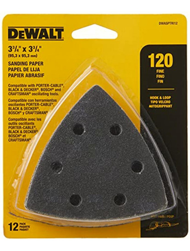 Dewalt Dwasptri12 Hook And Loop Triangle 120 Grit Sandpaper,