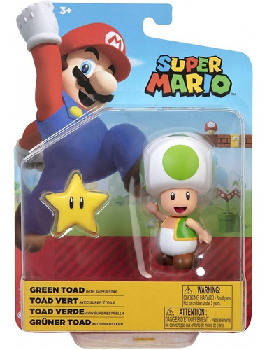 Super Mario Green Toad Con Estrella 10cm Original