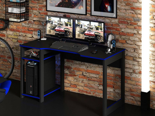 Mueble Escritorio/mesa Gamer Negro/azul Me4152.0002