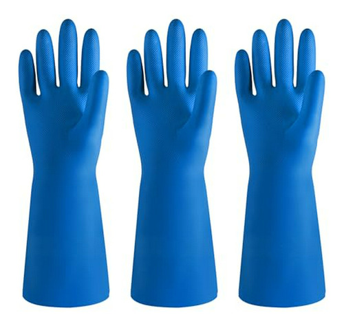 Guantes De Limpieza De Nitrilo Reutilizables - 3 Pares, Azul