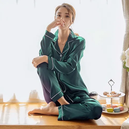 Conjunto De Pijama De Satén De Seda Para Mujer, Ropa De Dorm