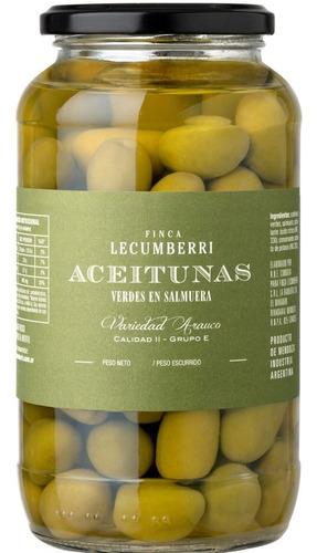 Aceitunas Verde En Salmuera 800g Finca Lecumberri