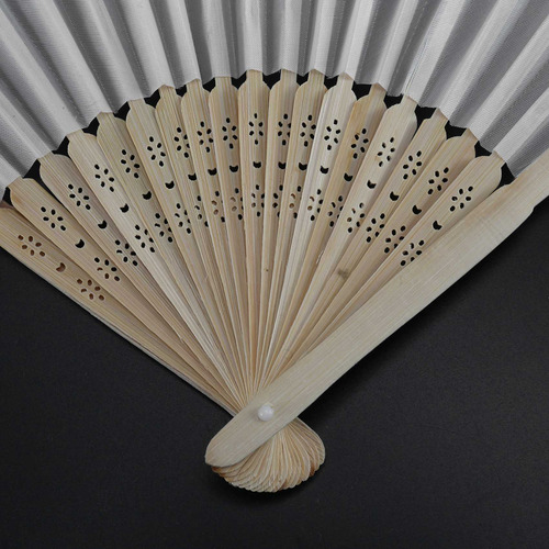 Abanico De Mano De Tela De Color Blanco De 21 Cm Por Lote, A