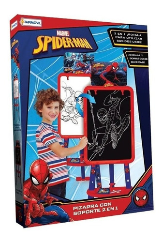 Pizarra Con Soporte ¡2en1! Spiderman Marvel Tapimovil- Lanús