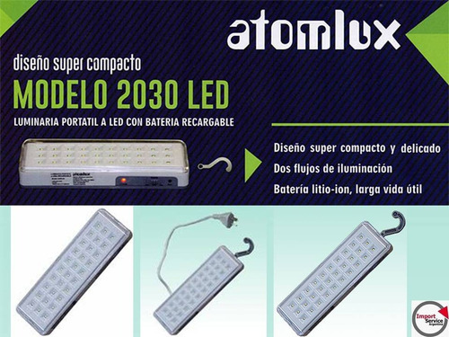 Luz De Emergencia Atomlux 2030 / 30 Leds Blancos Alto Brillo